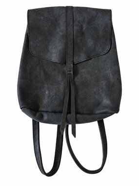 Raven + Lily Black Leather Backpack Tassel Flap Minimalist Made in Ethiopia